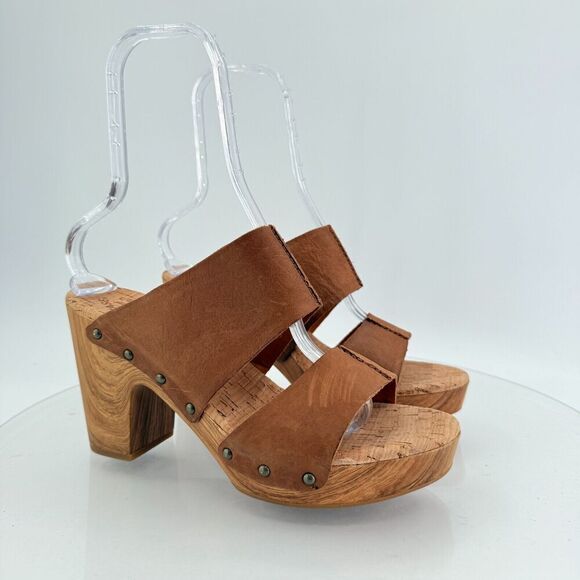 Kork-Ease Womens Darra Sandals Platform Block Heel Brown Slide Slip On Wooden 11 - Picture 2 of 14
